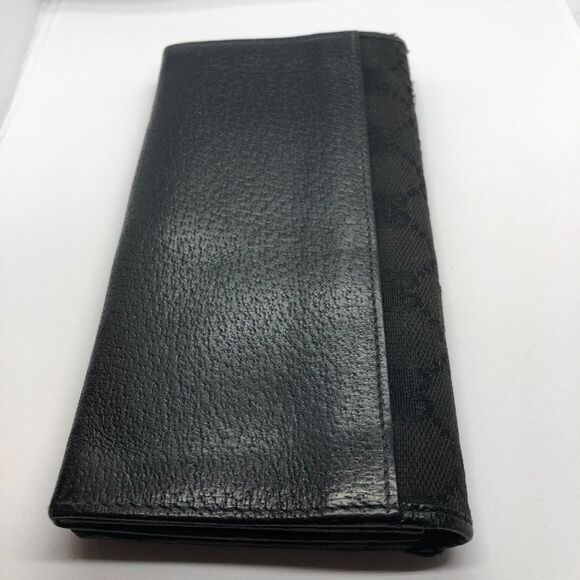 Authentic GUCCI Black Fabric & Leather Long Designer Wallet - Picture 4 of 11